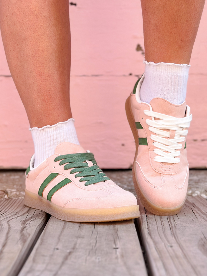 Christi Double Stripe Sneaker - Blush & Green
