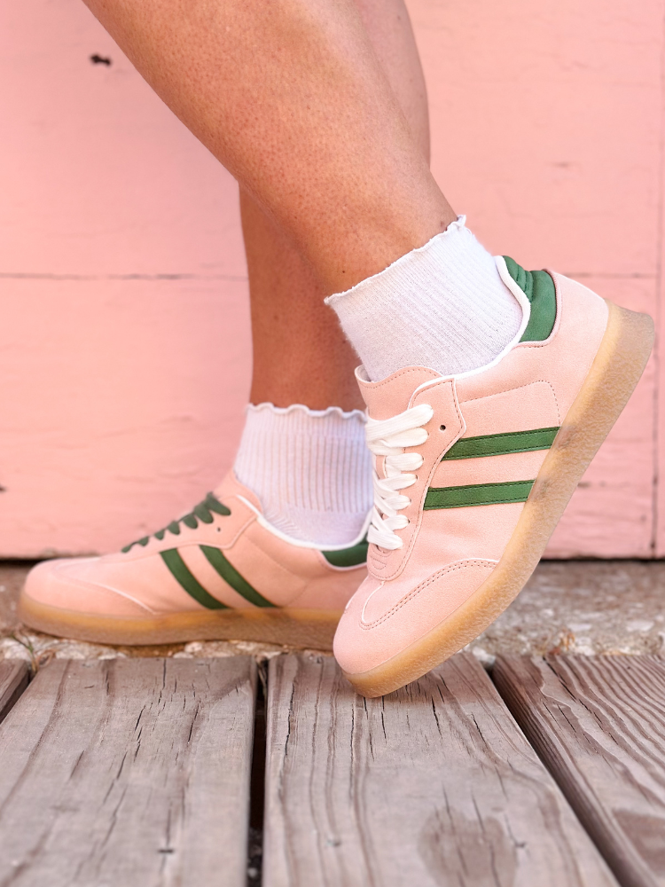 Christi Double Stripe Sneaker - Blush & Green