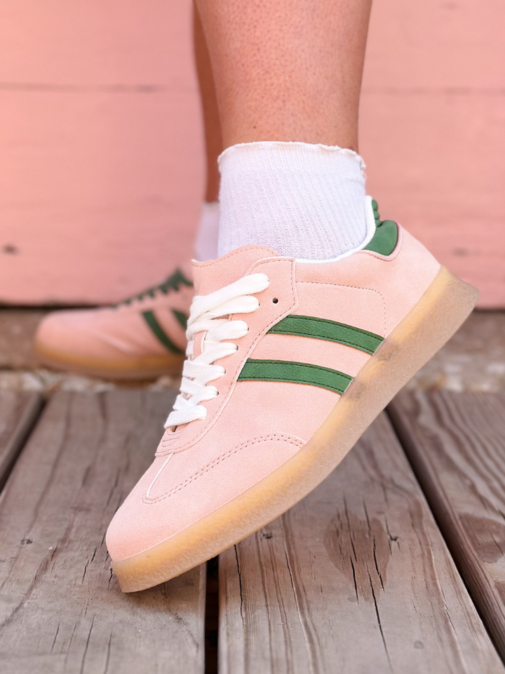 Christi Double Stripe Sneaker - Blush & Green