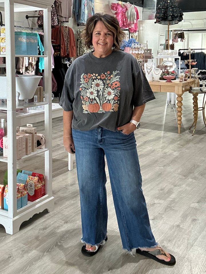 Boho Fall Floral Pumpkin Tee