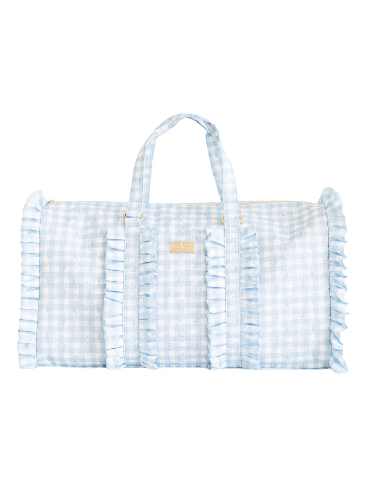 Hollis Ruffled Nylon Weekender - Blue Floral