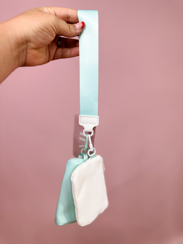 Wristlet Pouch - Mint / White
