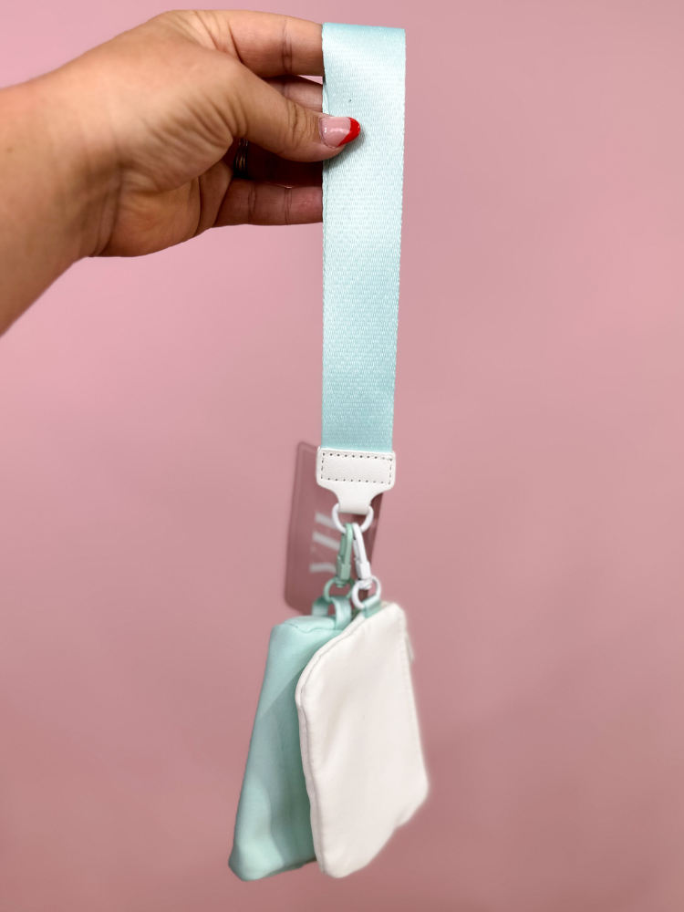 Wristlet Pouch - Mint / White