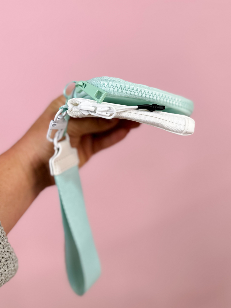 Wristlet Pouch - Mint / White