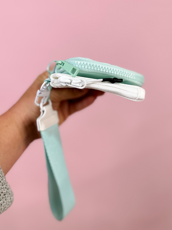 Wristlet Pouch - Mint / White