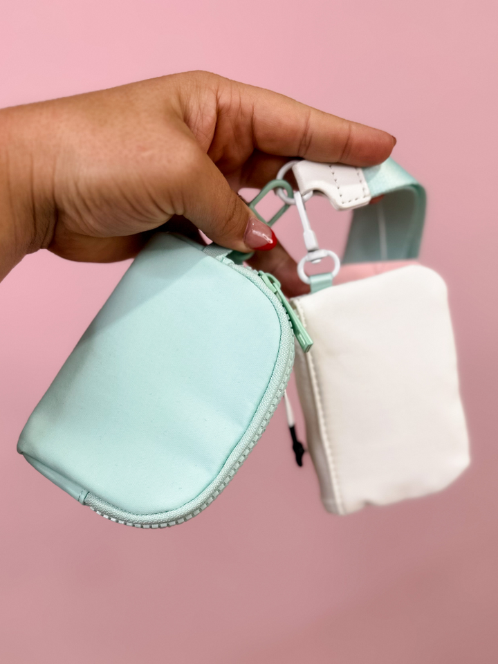 Wristlet Pouch - Mint / White