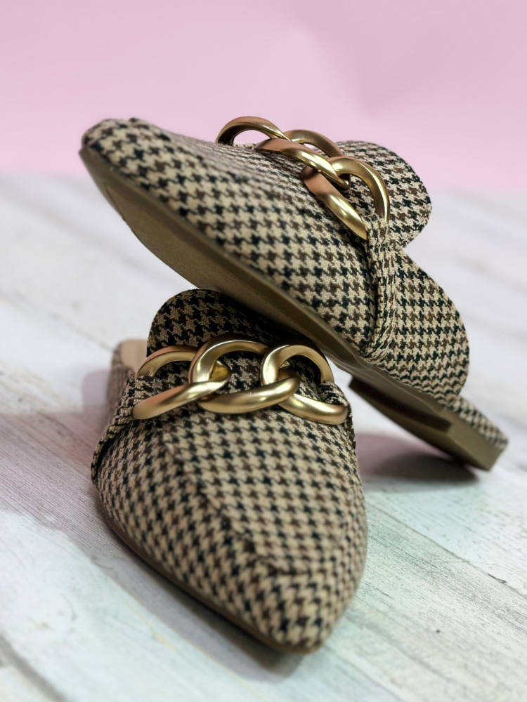 Playin For Keeps - Black Tan Houndstooth