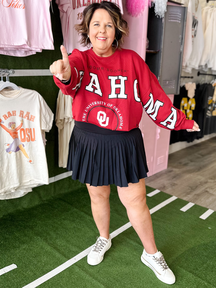 Phipps Split Cropped Long Sleeve Sweatshirt - OU