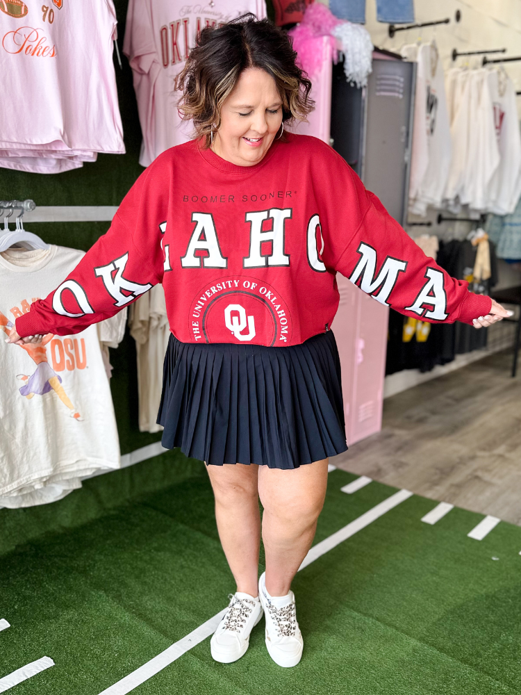 Phipps Split Cropped Long Sleeve Sweatshirt - OU