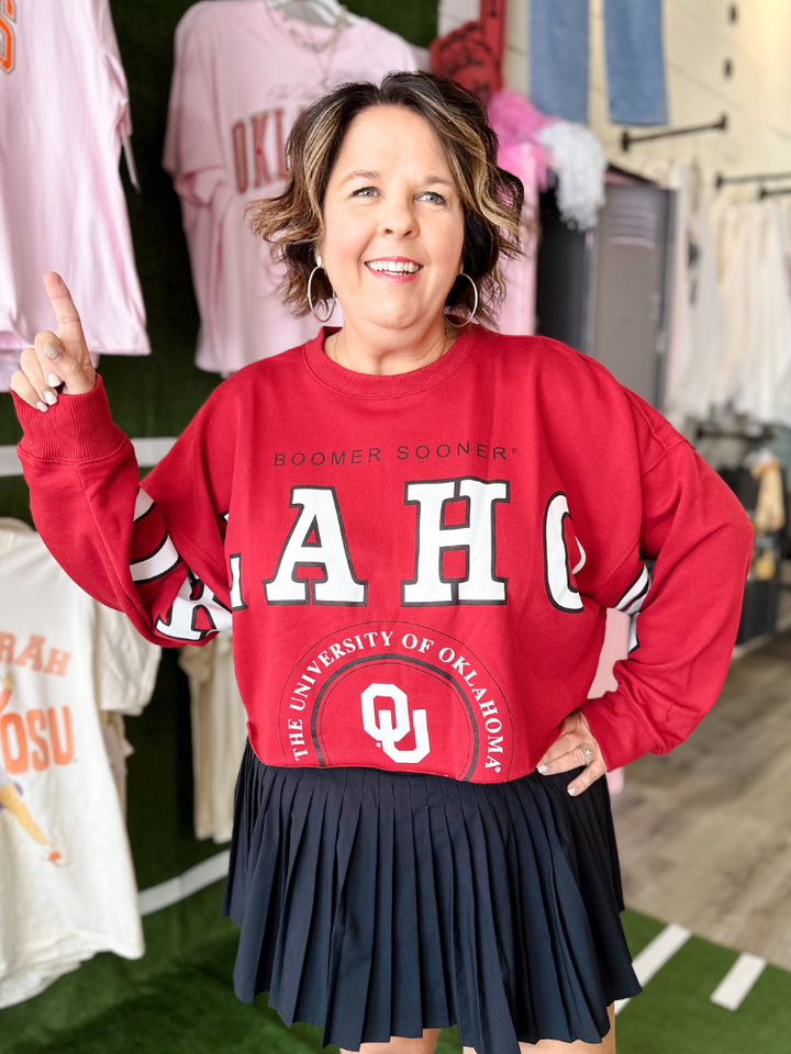 Phipps Split Cropped Long Sleeve Sweatshirt - OU