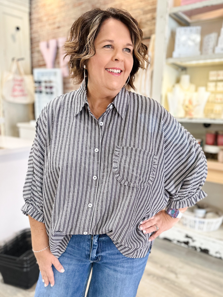 The Laurel Top - Black Stripe