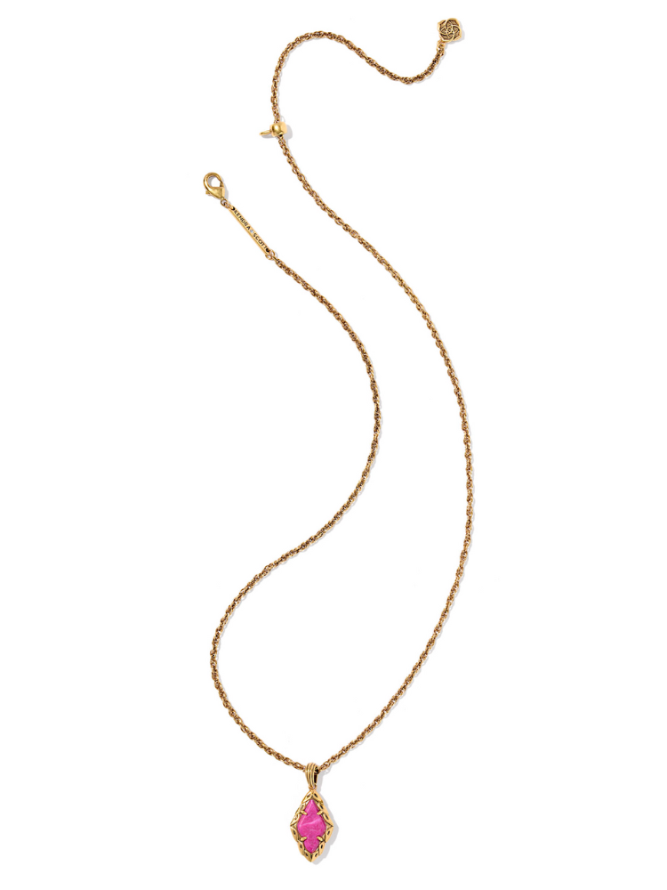 Kendra Scott Adeline Pendant Necklace - Gold & Dark Fuschia
