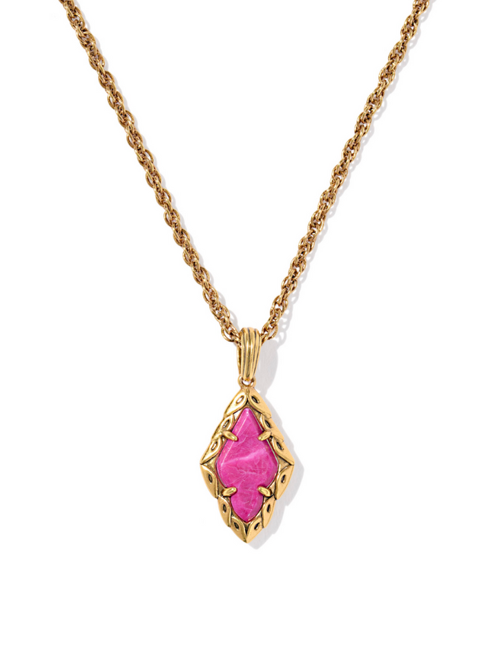 Kendra Scott Adeline Pendant Necklace - Gold & Dark Fuschia