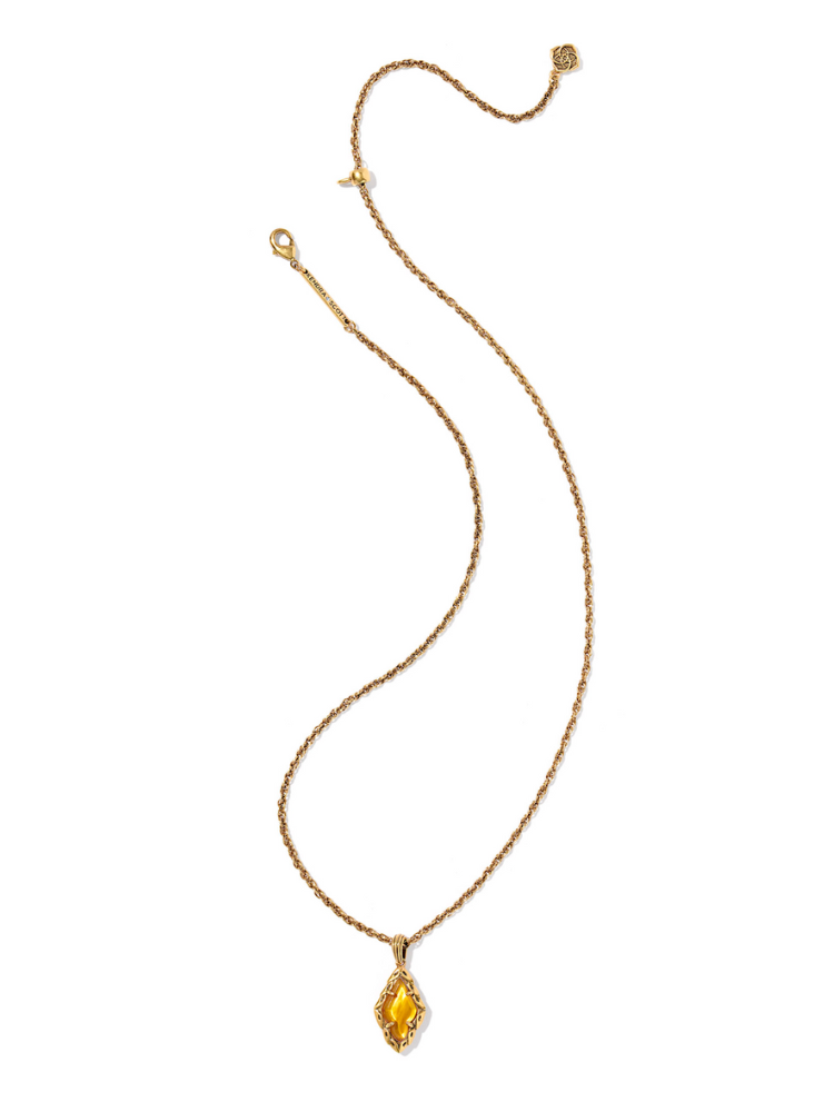 Kendra Scott Adeline Pendant Necklace - Gold & Marbled Amber