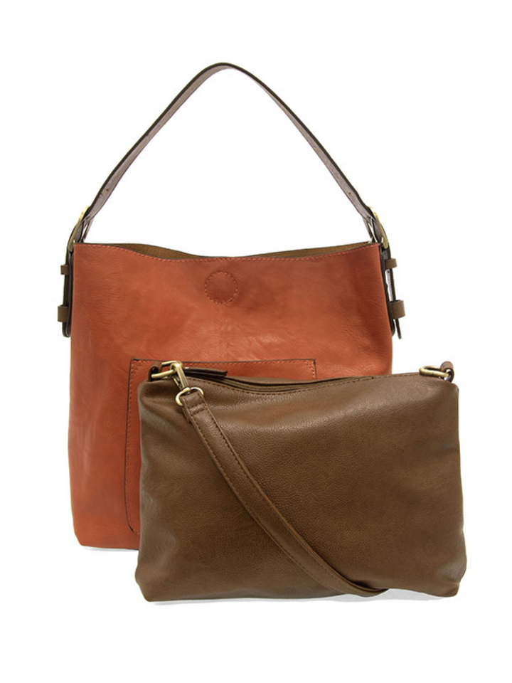 Joy Susan Classic Hobo Handbag- Terracotta Orange / Coffee Handle