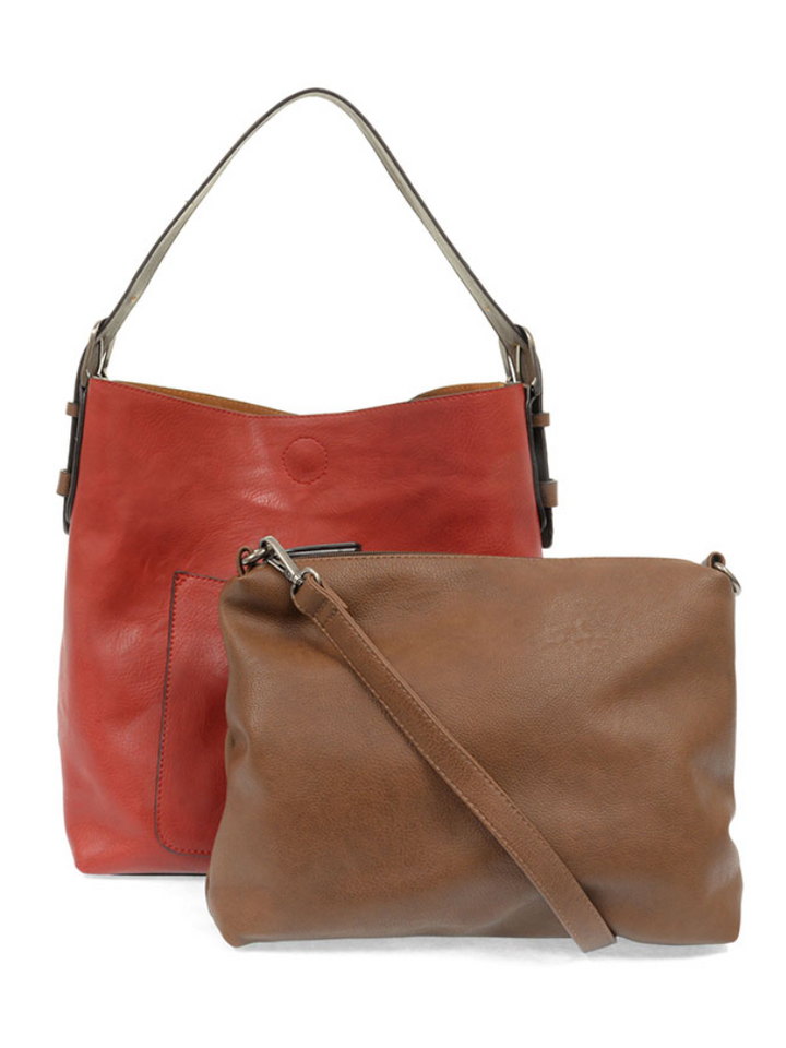 Joy Susan Classic Hobo Handbag- Scarlett/ Coffee Handle
