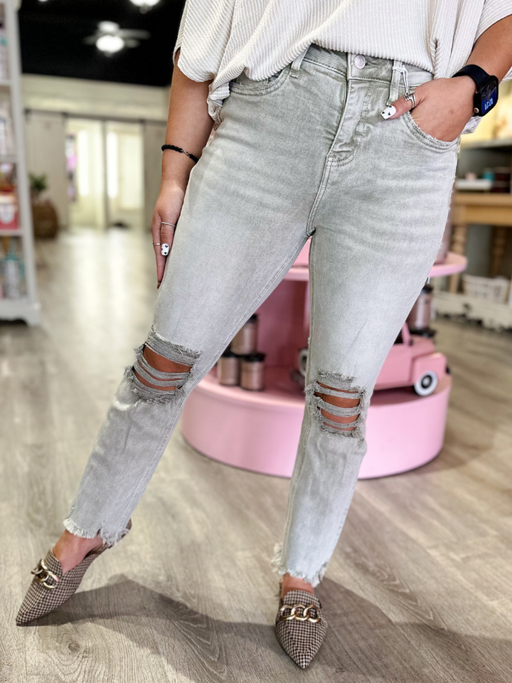 Autumn-  Olive Vintage High Rise Crop Flare