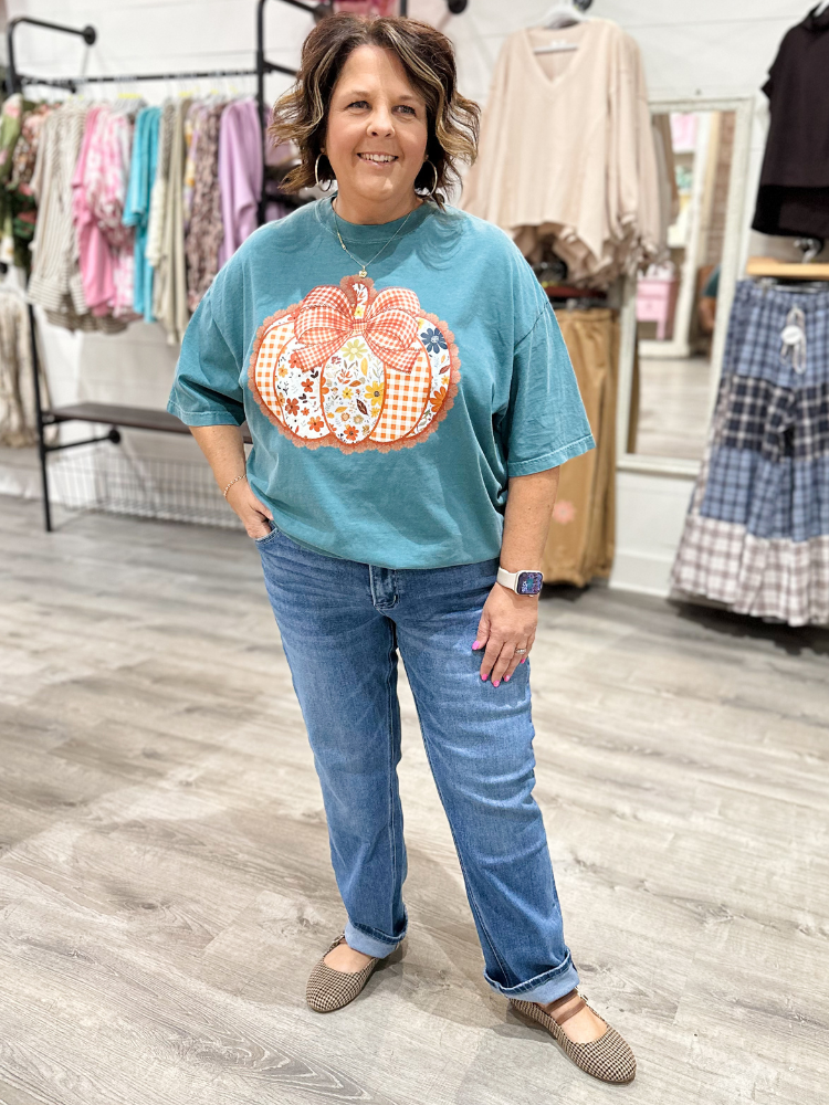 Frilly Pumpkin Tee - Teal