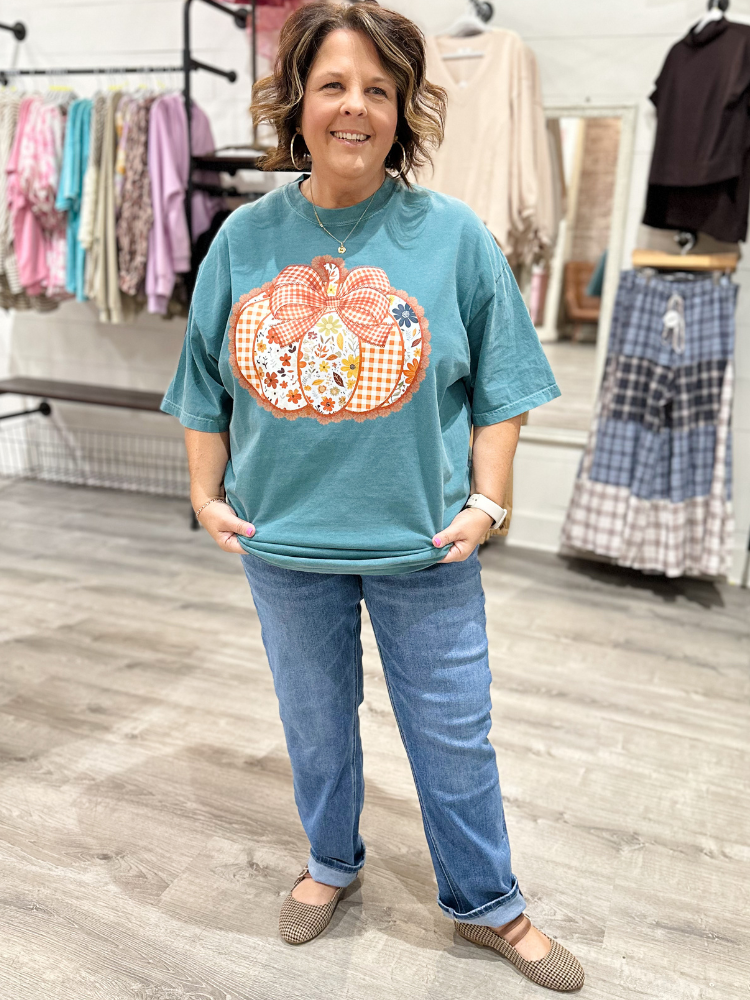 Frilly Pumpkin Tee - Teal