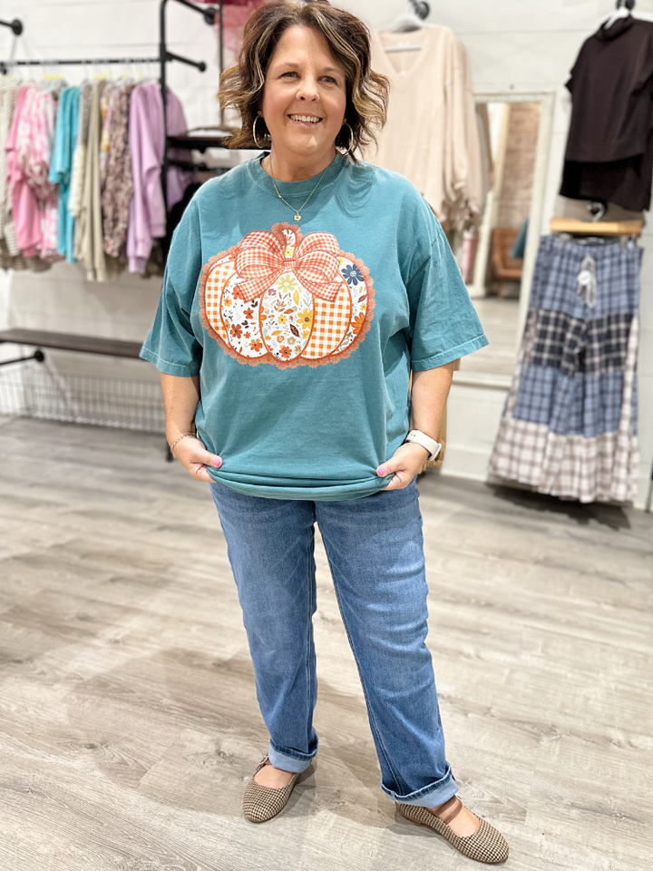 Frilly Pumpkin Tee - Teal
