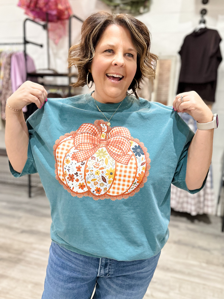 Frilly Pumpkin Tee - Teal
