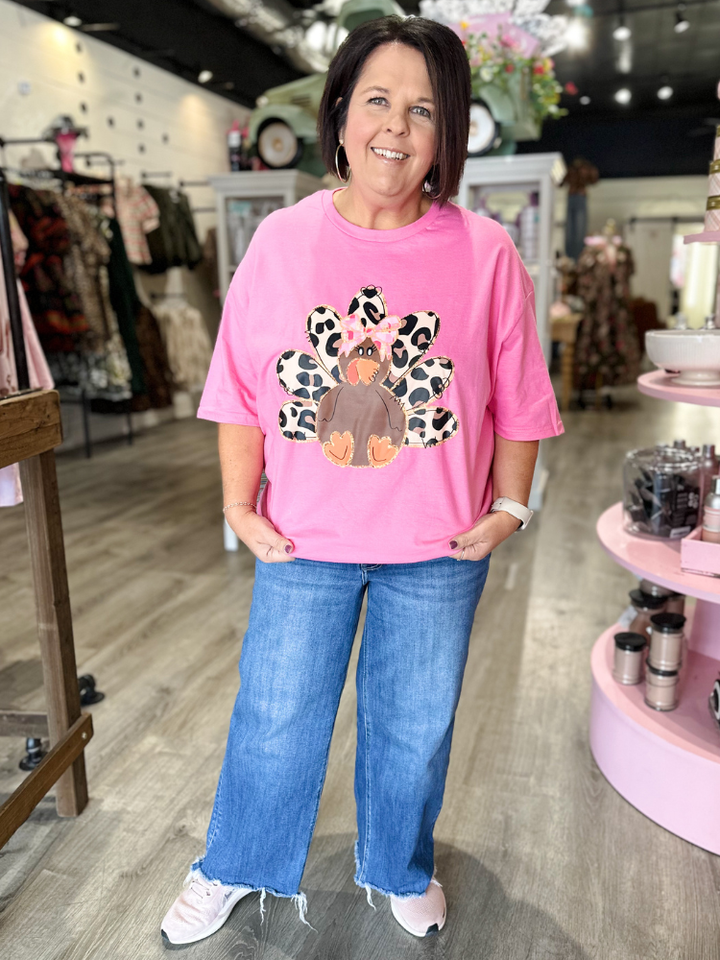 Leopard Bow Turkey - Hot Pink