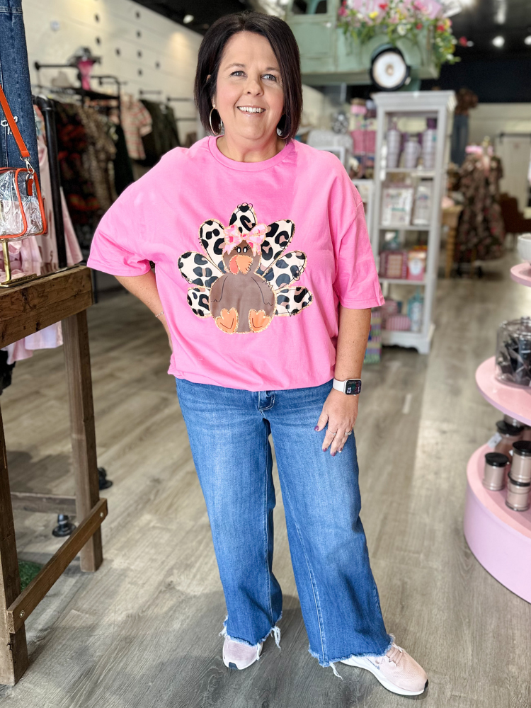 Leopard Bow Turkey - Hot Pink