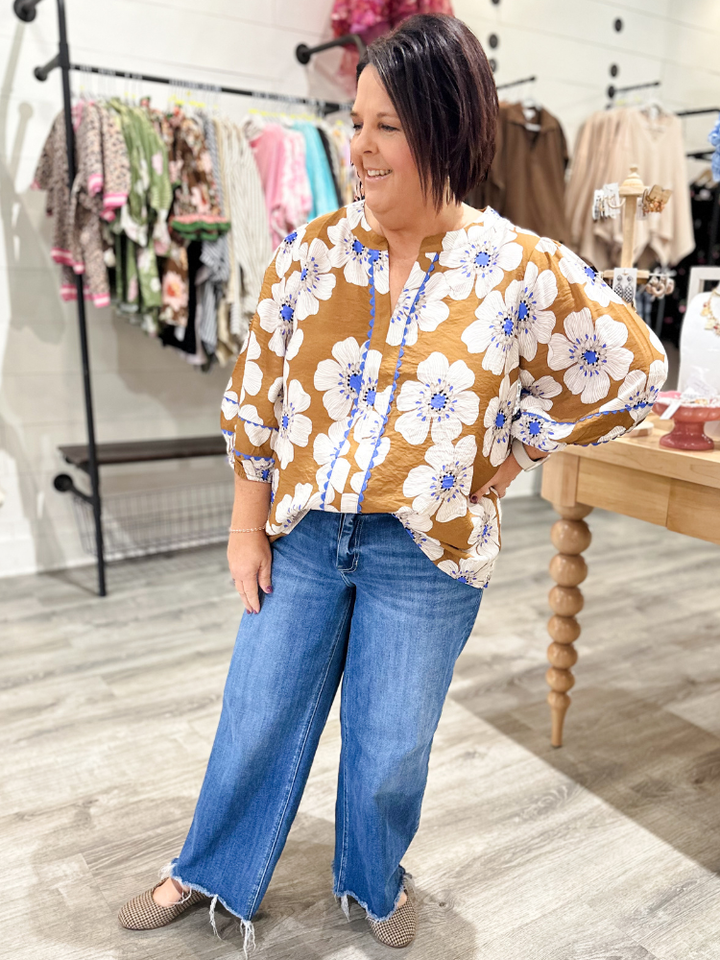 The Tara Top - Taupe Multi