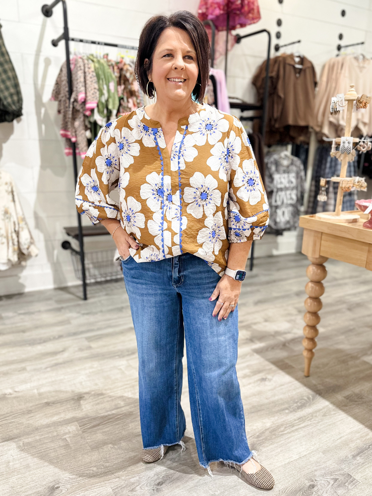 The Tara Top - Taupe Multi