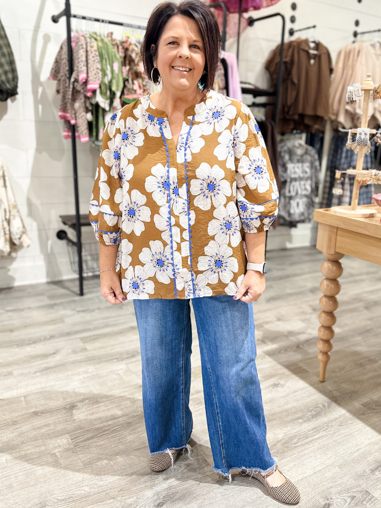 The Tara Top - Taupe Multi