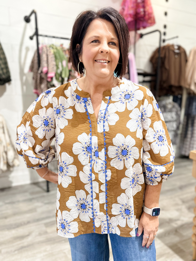 The Tara Top - Taupe Multi