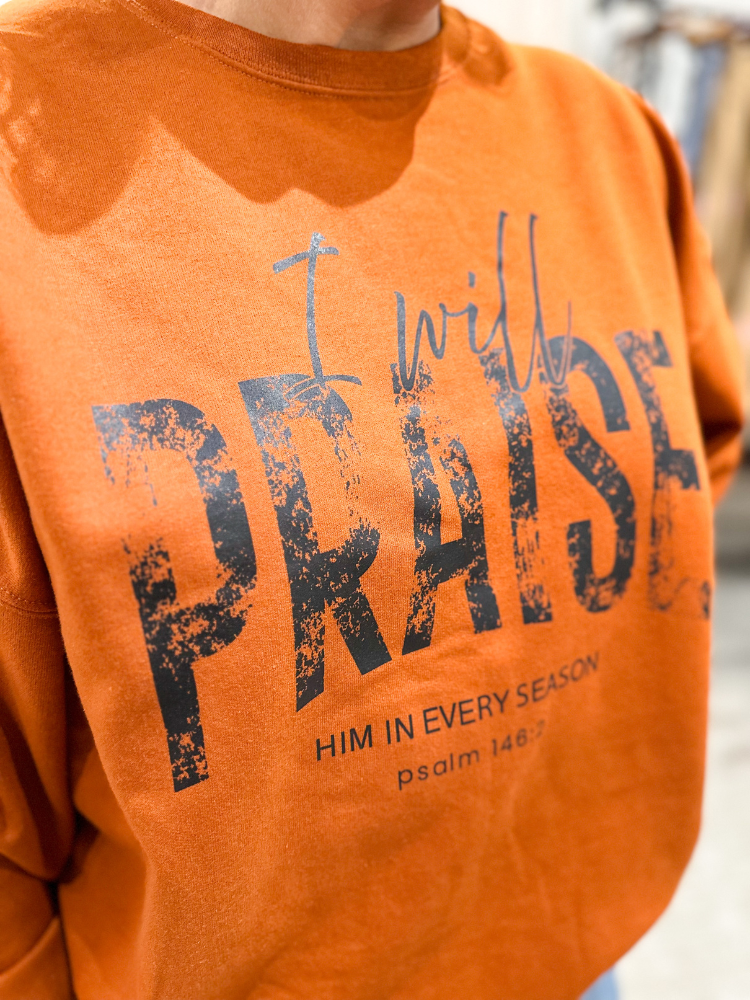 Praise Sweatshirt -Pumpkin Orange