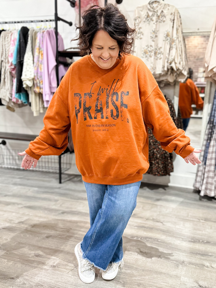 Praise Sweatshirt -Pumpkin Orange