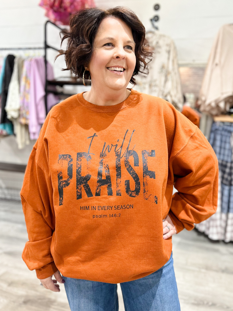 Praise Sweatshirt -Pumpkin Orange