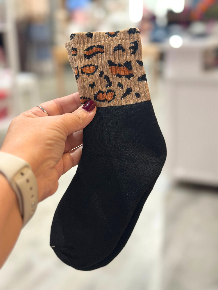 Leopard Socks - Black