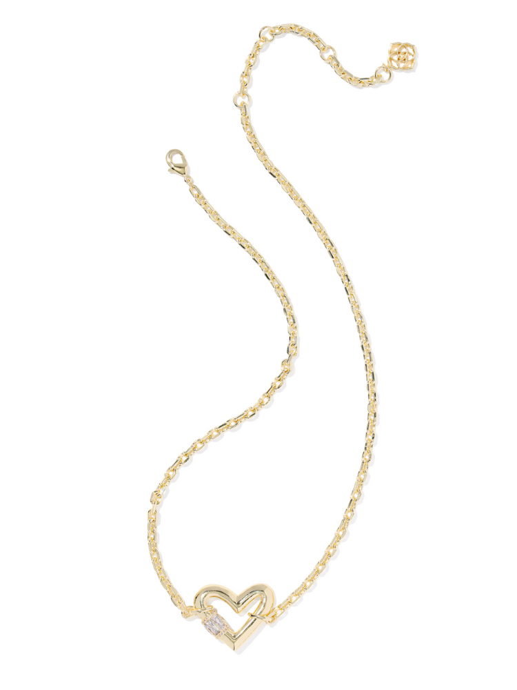 Kendra Scott Emery Heart Pendant Necklace - Gold White CZ