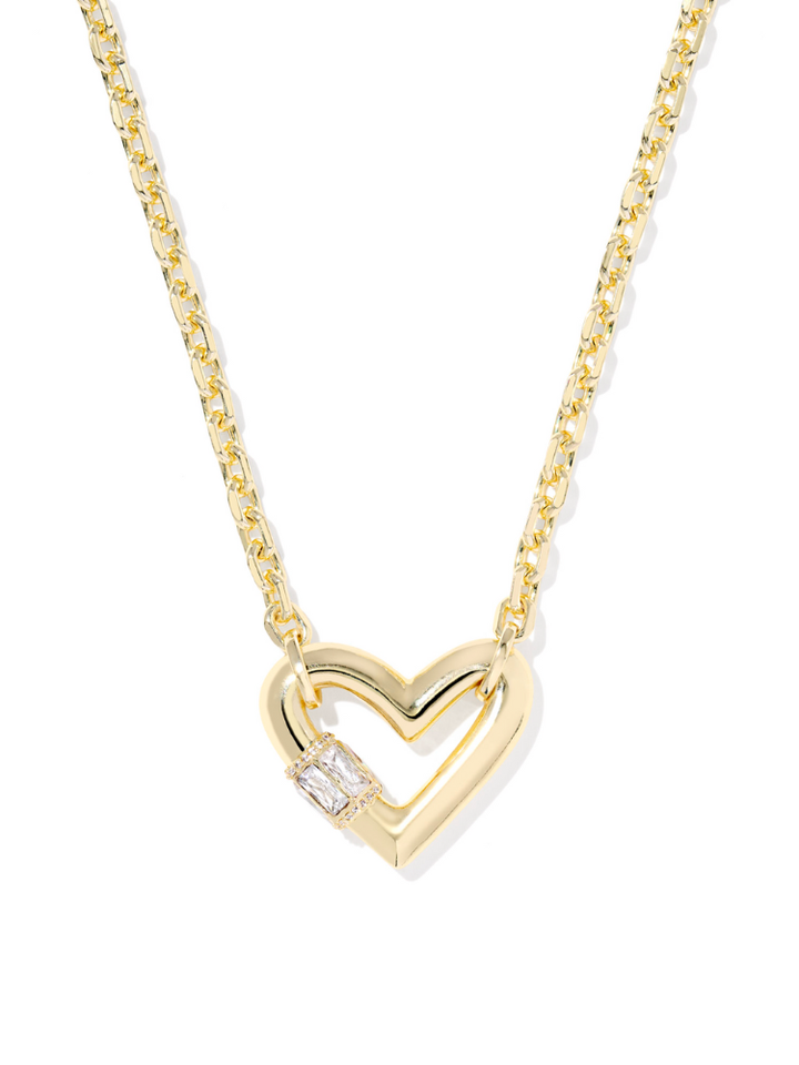 Kendra Scott Emery Heart Pendant Necklace - Gold White CZ