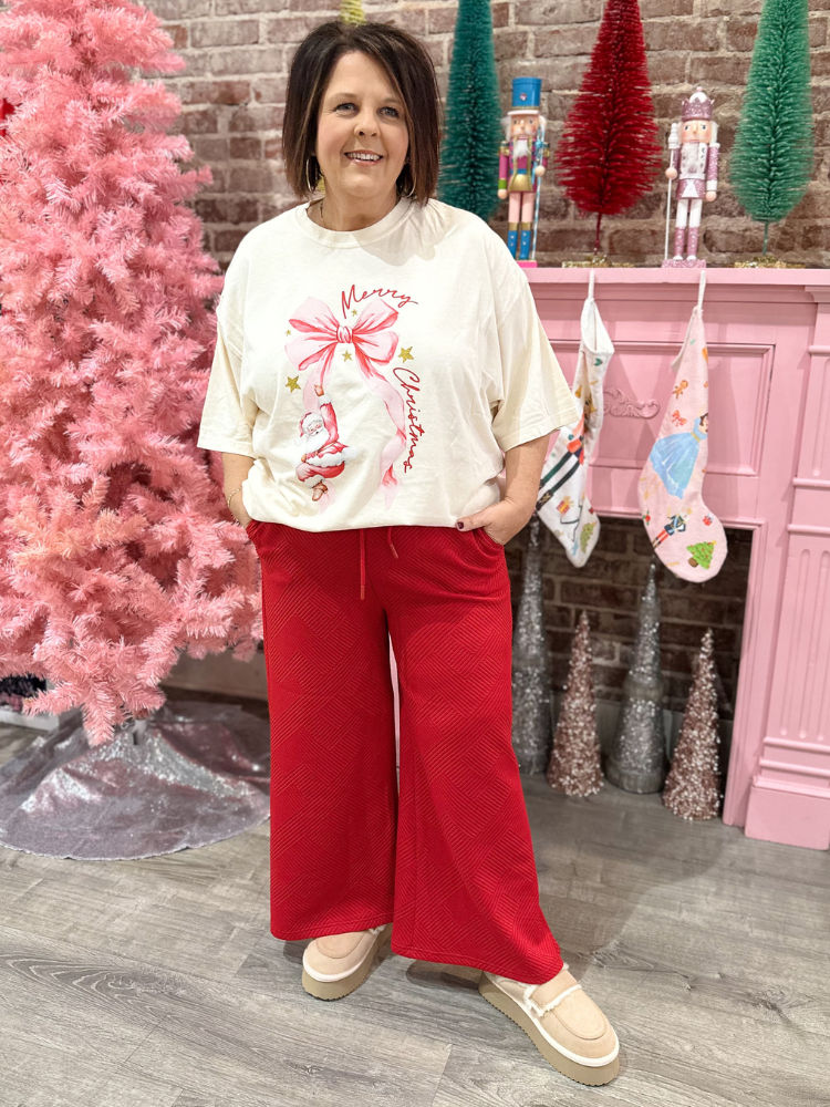 Merry Christmas Bow Tee - Ivory