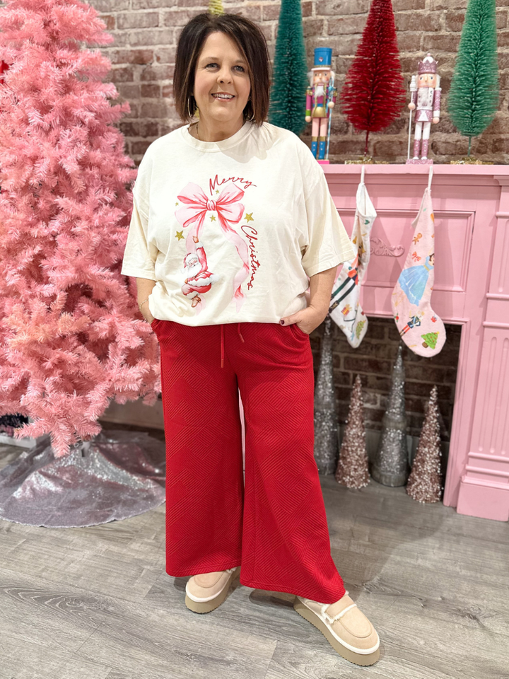 Merry Christmas Bow Tee - Ivory