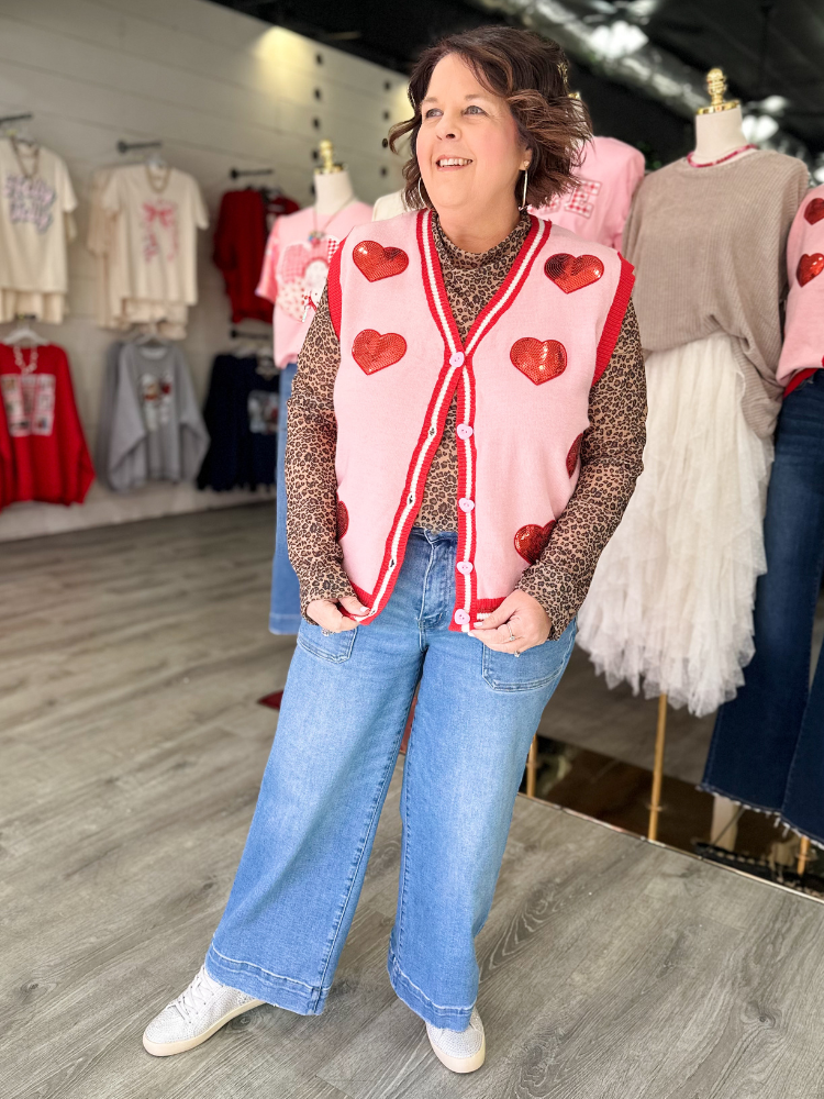 The Lover Vest - Sequin Hearts