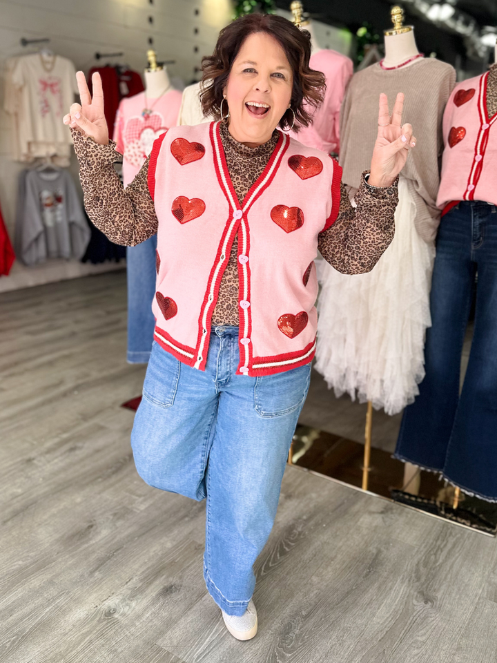 The Lover Vest - Sequin Hearts