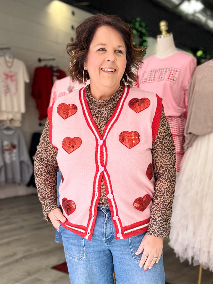 The Lover Vest - Sequin Hearts