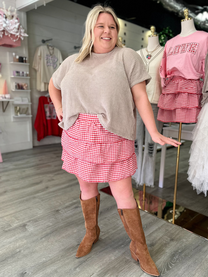 The Cupid Ruffle Skort - Red Gingham