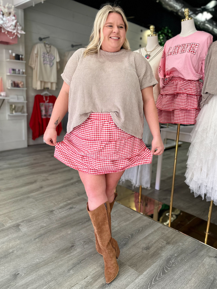The Cupid Ruffle Skort - Red Gingham