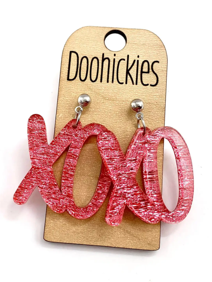Glitter XOXO Earring - Pink