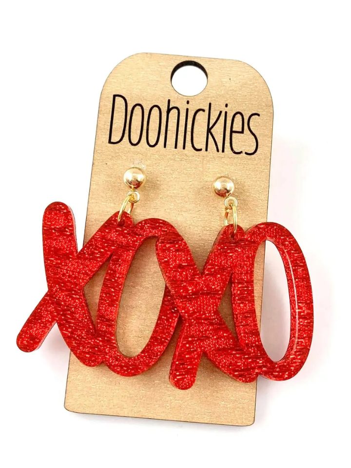 Glitter XOXO Earring - Red