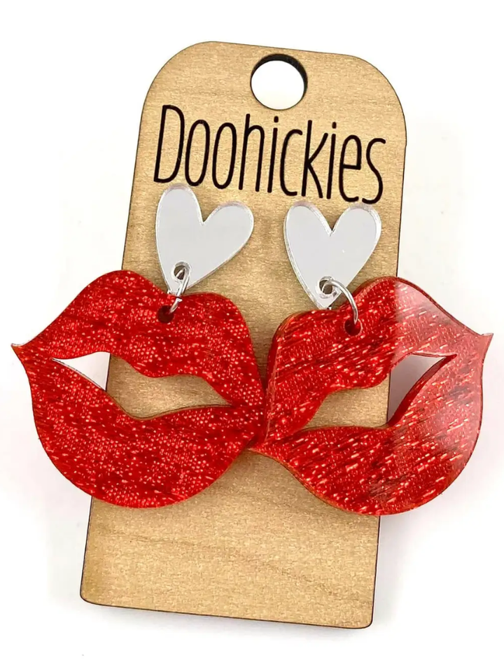 Glitter Kisses Earring - Red