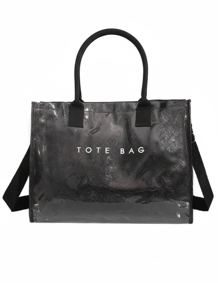 PVC Kraft Oversized Tote - Black