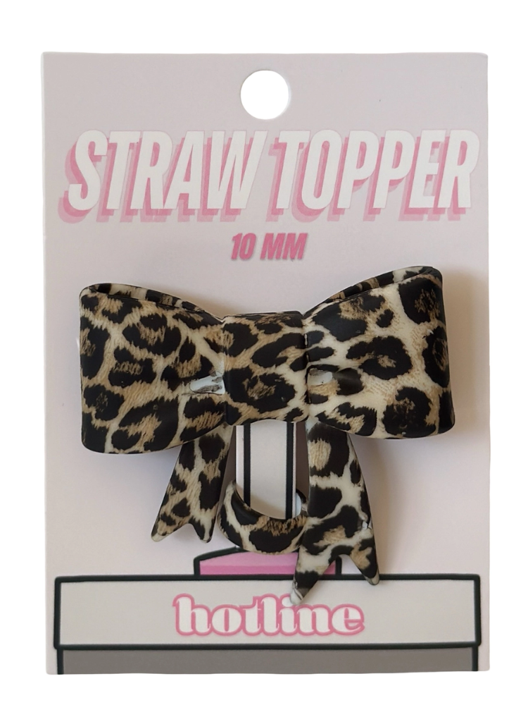 Bow Straw Topper - Leopard