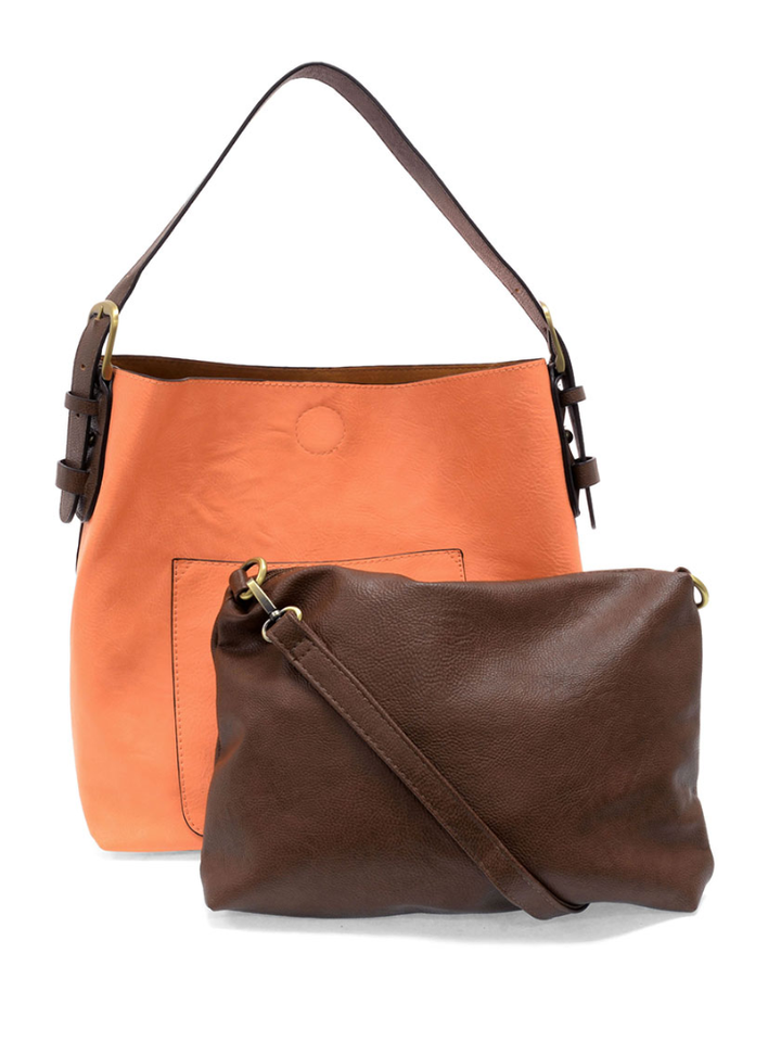 Joy Susan Classic Hobo Handbag- Coral Peach / Coffee